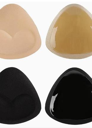 Самоклеючі поролонові вкладиші чашечки push up колір beige та black 2 пари трикутна форма