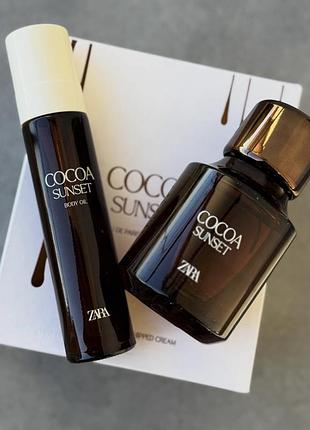 Жіночий парфумований набір zara cocoa sunset парфумована вода та парфумована олія для тіла