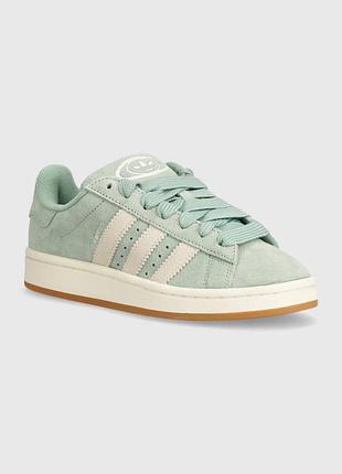 Стильні замшеві кросівки adidas campus 00s (м'ятні / світло-зелені)