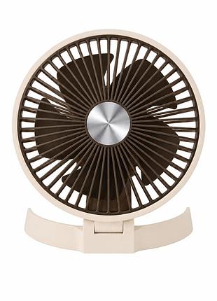 Настольный вентилятор трансформер fan ка-185 портативный на аккумуляторе 1200 мач 3 скорости с наклоном 1,5 вт бежевый