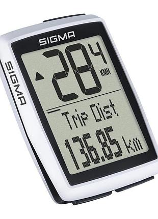 Велокомпьютер sigma bc12.0 wr проводной, белый (lis214)