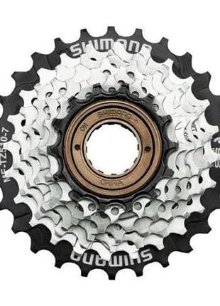 Трещотка shimano mf-tz510 14-34т, 7шв, черный - серебристый (frw-022)