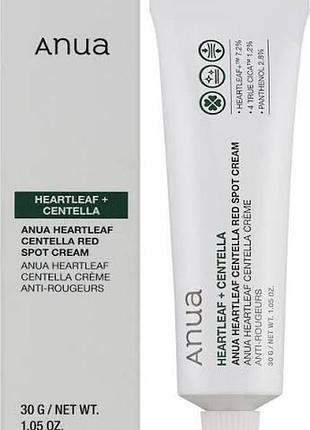 Заспокійливий крем для проблемної шкіри anua heartleaf centella red spot cream, 30 мл