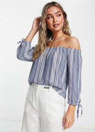 Легкая блуза matalan в полоску с открытыми плечами (размер 12)