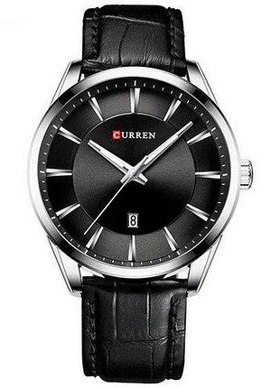 Мужские наручные часы curren 8365 silver-black серебристые с черным циферблатом