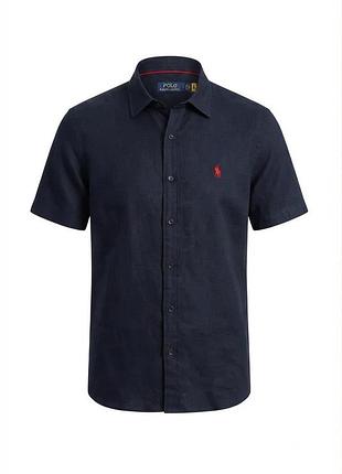 Сорочка чоловіча з коротким рукавом polo ralph lauren g-0100 dark blue xl