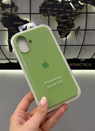 Чохол silicone case чохол з мікрофіброю для iphone 16 plus,чохол-накладка для айфон 16 plus (зелений)