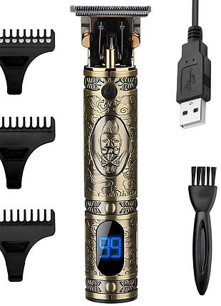 Акумуляторна машинка для стрижки vgr v228 чоловічий тример для бороди з насадками