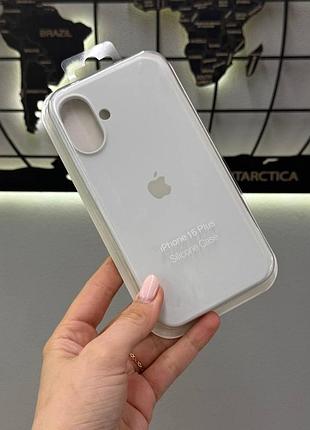 Чехол silicone case чехол с микрофиброй для iphone 16 plus, чехол-накладка для айфон 16 plus (белый)