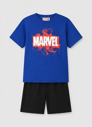 Літній сет, піжама для хлопчика marvel — футболка і шорти primark синій з чорним 7-8 лет (128 см) код: 3006lnt blue-black m