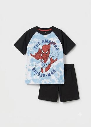 Літній сет, піжама для хлопчика marvel "spider man" — футболка і шорти чорно-синій 7 лет (122 см) код: 3006lnt black-blue sm3
