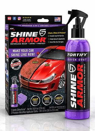 Полироль против царапин shine armor 236 мл для кузова авто, спрей с микрофиброй