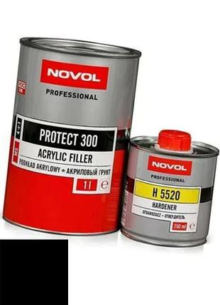 Автогрунтовка акриловая novol protect 300 ms 4+1 черная 1л с отвердителем 0.25л
