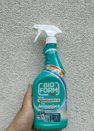 Засіб для скла та глянцевих поверхонь bio form plus spray con ammoniaca 750 мл без розводів