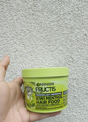 Маска для волосся garnier fructis hair food kiwi menthol 3в1 400 мл | зволоження та блиск волосся
