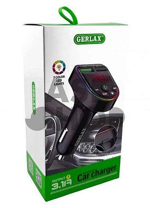 Fm модулятор c-m13 12-24v 3.1a 2usb qc3.0 bt5.3 rgb led дисплей черный тм gerlax