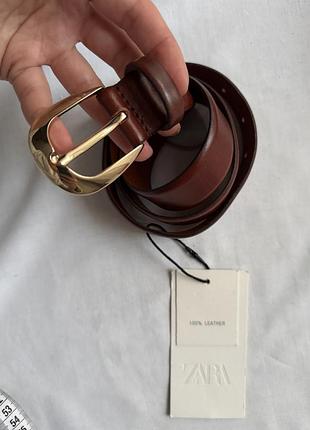Ремінь пояс коричневий шкіра zara 80