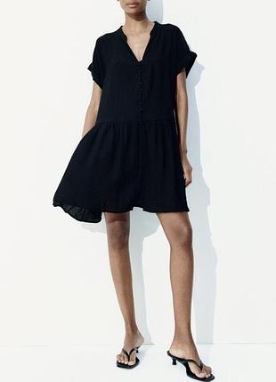 Женское черное свободное платье h&amp;m
