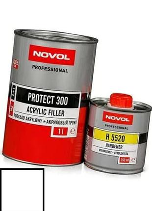 Автогрунтовка акриловая novol protect 300 ms 4+1 белая 1 л с отвердителем 0.25 л