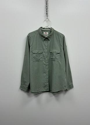 Трекінгова сорочка fjallraven w ovik travel comfort fit logo hamp shirt ls sage green
