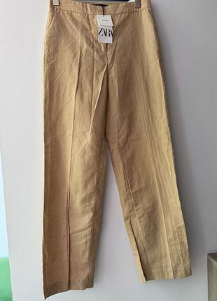 Штани zara льон з бавовною