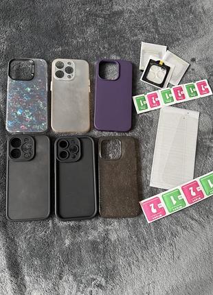 Чохол на iphone 15 pro ( скло на iphone 15 pro ) набір 11 шт