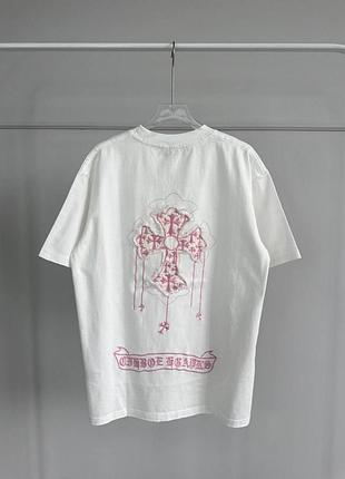 New  футболка chrome hearts з рожевою вишивкою хреста