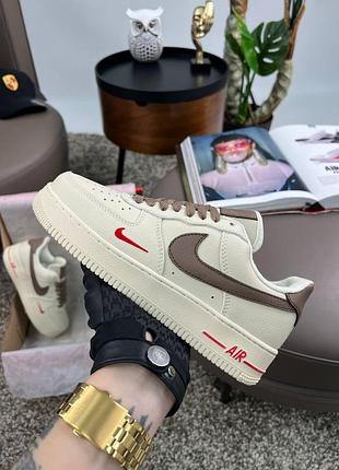 Женские кроссовки nike air force 1 low beige brown 36-38-39-40-41