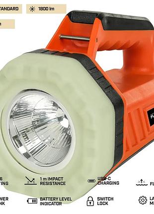 Фонарь поисковый mactronic flagger max rescue (1800lm) white/orange led usb-c 8800mah (psl0073r)