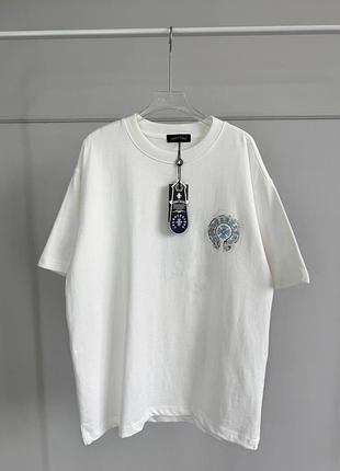 Футболка chrome hearts з блакитною вишивкою бренду