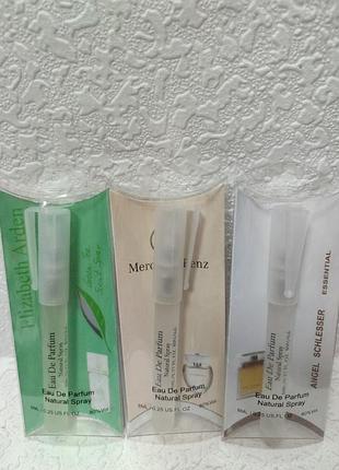 Пробник жіночої парфумованої води об'ємом 8 мл.
elizabeth arden green tea 8мл
mercedes-benz 8мл
angel schlesser essential women 8мл