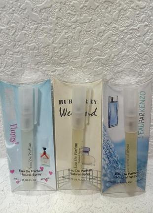 Пробник парфумованої води об'ємом 8 мл moschino funny, burberry weekend, l'eau  par kenzo pour homme