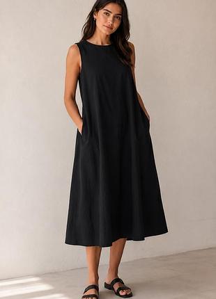 Платье uniqlo миди из льна и хлопка