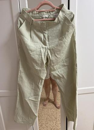 Легкі фісташкові штани з високою посадкою h&m