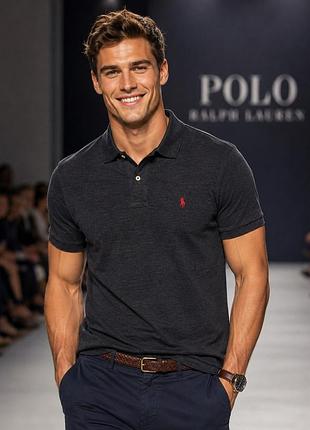 Футболка поло чоловіча polo ralph lauren сіра m бавовна