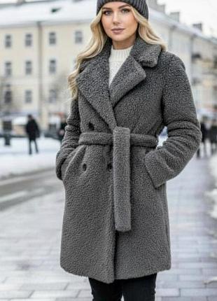Екошуба коротка кожушок хутро тедді з поясом 44/46