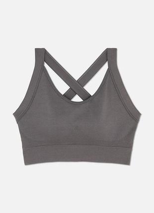 Спортивний жіночий безшовний топ- бра темно сірого кольору, primark