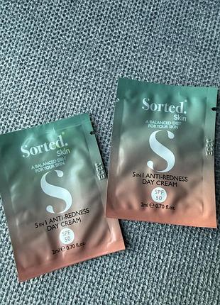 Sorted skin 5 in 1 anti-redness day cream spf 50 (2 пробника по 2 мл), новые