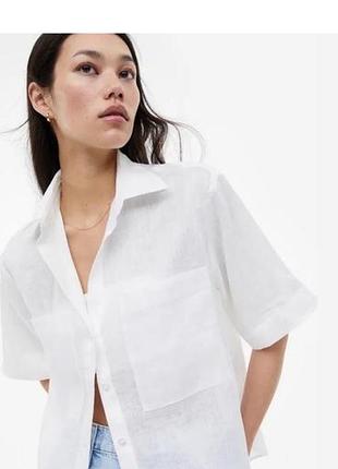 Лляна сорочка блейзер від   h&m