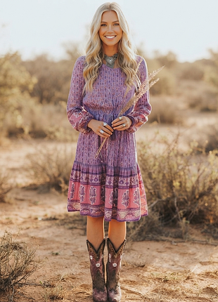 Хлопковое платье в стиле бохо, western