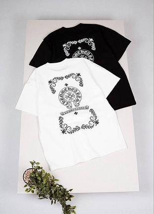 Футболка chrome hearts белая / черная мужская