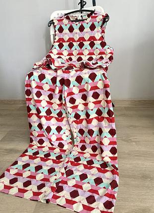 Шикарний лляний костюм комплект широкі брюки штани топ сорочка льняной костюм брюки штаны палаццо топ рубашка