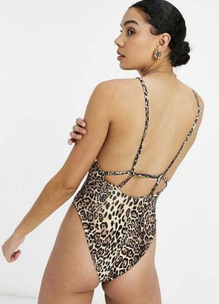 Леопардовий купальник із гарною спинкою ✨asos✨ суцільний високий купальник із леопардовим принтом