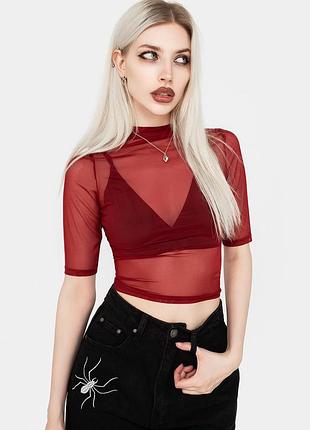 Топ jinx mesh с короткими рукавами - красный