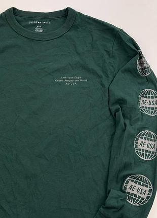 Чоловічий темно-зелений лонгслів american eagle 3