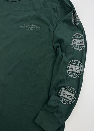 Чоловічий темно-зелений лонгслів american eagle 2