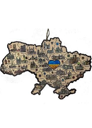 Подвесная карта украины однослойная а4 сердце