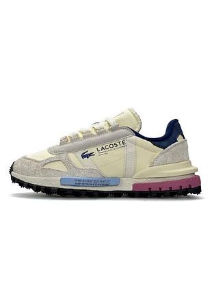 Жіночі кросівки lacoste elite active beige grey pink