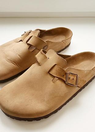 Мужские кожаные шлепанцы birkenstock boston,