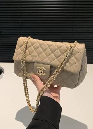 Жіноча сумка chanel крос-боді бежева